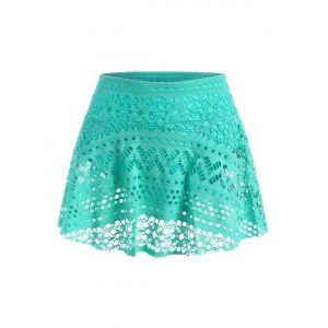 

Skirted Guipure Lace Swim Bottom, Green