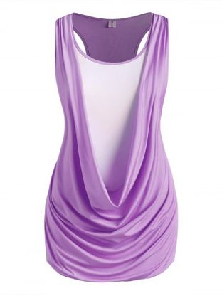Plus Size Draped Ruched Twofer Racerback Tunic Tank Top