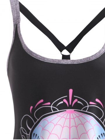 Skull Flower Strappy O Ring Tank Dress