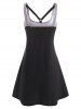 Skull Flower Strappy O Ring Tank Dress -  