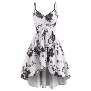 

Ruched Flower Print Tulip Dress, White