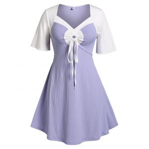 

Plus Size Colorblock Cinched Dress, Light purple