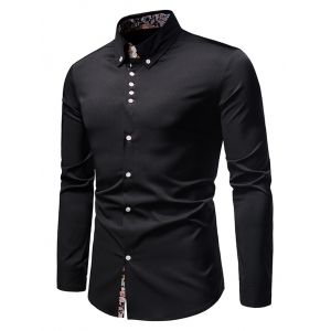 

Paisley Print Long Sleeve Bohemian Shirt, Black