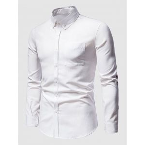 

Cartoon Patch Print Long Sleeve Pocket Shirt, White