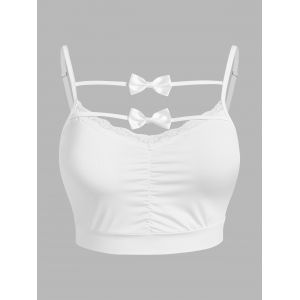 

Plus Size Bowknot Lace Trim Cami Bralette Top, White