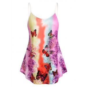 

Plus Size Butterfly Floral Print Tent Tank Top, Multi