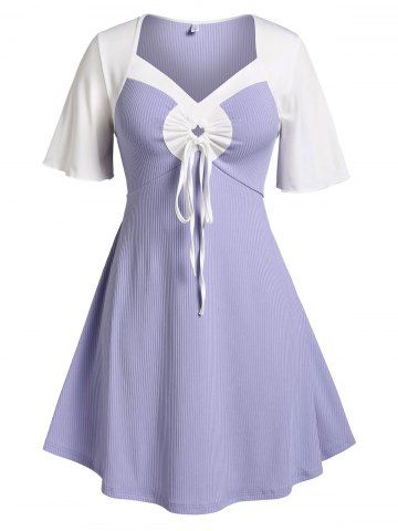 Plus Size Colorblock Cinched Dress