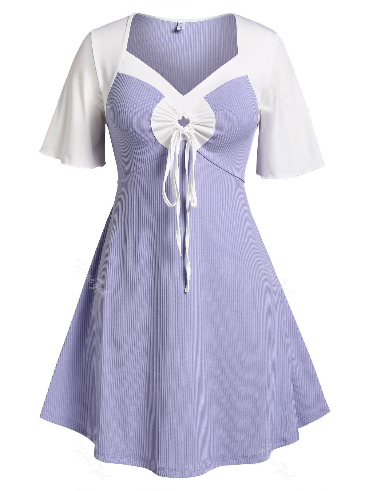 Discount Plus Size Colorblock Cinched Dress  