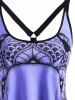 Robe Fleur Crâne Anneau en O à Bretelle - Pourpre  L