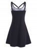 Skull Flower Strappy O Ring Tank Dress -  