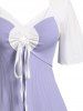 Robe Plissée en Blocs de Couleurs de Grande Taille - Violet clair 4X