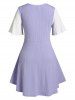 Robe Plissée en Blocs de Couleurs de Grande Taille - Violet clair 4X