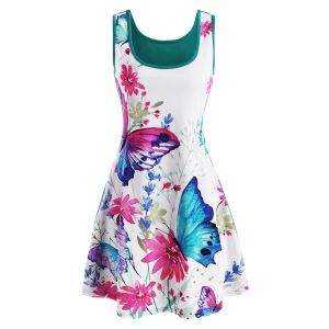 

Flower Butterfly Print Mini Tunic Dress, Multi