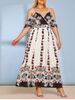 Plus Size Bohemian Floral Print Maxi Dress -  