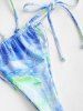 Tie Dye Auspicious Clouds Lettuce Trim Tanga Bikini Swimwear -  