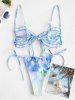 Tie Dye Auspicious Clouds Lettuce Trim Tanga Bikini Swimwear -  