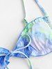 Tie Dye Auspicious Clouds Lettuce Trim Tanga Bikini Swimwear -  