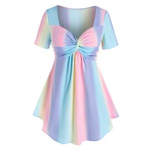 

Plus Size Ombre Color Front Twist Tee, Purple