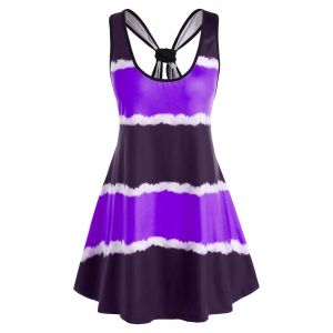

Plus Size Back Knot Tie Dye Tank Top, Concord