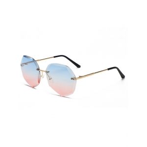 

Irregular Ombre Cutting Edge Rimless Sunglasses, Powder blue
