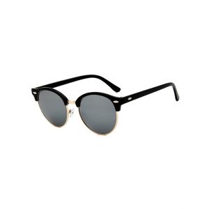 

Round Frame Half-Rim Sunglasses, Silver