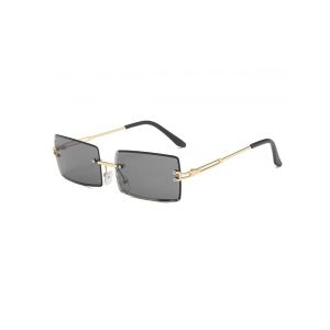 

Rectangle Frame Rimless Metal Sunglasses, Black