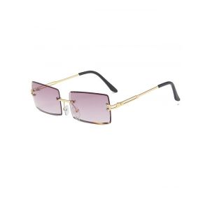 

Rectangle Frame Rimless Metal Sunglasses, Light slate gray