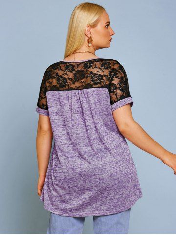 Plus Size Space Dye Lace Panel Tee