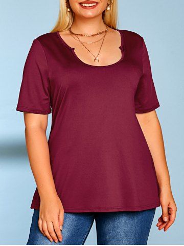 T-shirt Simple à Encolure Dégagée Grande Taille - RED - 4X