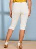 Pantalon Droit Applique Longueur à Genou de Grande Taille - Blanc 5X