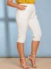 Pantalon Droit Applique Longueur à Genou de Grande Taille - Blanc 5X