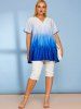 Button Front Tiered Ombre Plus Size Top -  