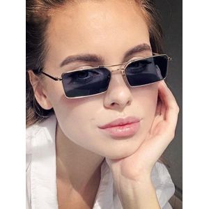 

Crossbar Metal Rectangle Sunglasses, Gray