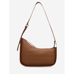 

Minimalistic Embossed Buckle Strap Shoulder Bag, Brown