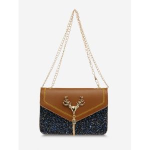 

Sequins Tassels Shoulder Bag, Brown