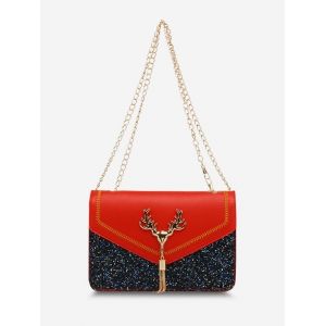 

Sequins Tassels Shoulder Bag, Red