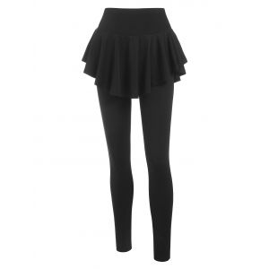 

Skinny High Waisted Skirted Pants, Black