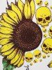 Plus Size O Ring Sunflower Skull Print Graphic Tee -  