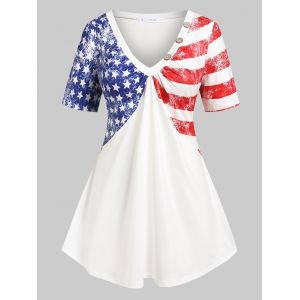 

Plus Size American Flag Print Patriotic T Shirt, White