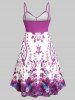 Plus Size Floral Print Bowknot Dress -  