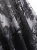 Halter Butterfly Print Mesh Insert Handkerchief Tankini Swimwear -  