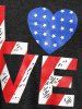 Plus Size American Flag Print LOVE Graphic Tee -  