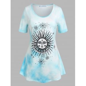 

Plus Size Sun Print Tie Dye Swing Tee, Multi