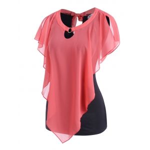 

Two Tone O Ring Tie Back Top, Light pink