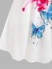 Plus Size Floral Butterfly Print Cold Shoulder Tee -  