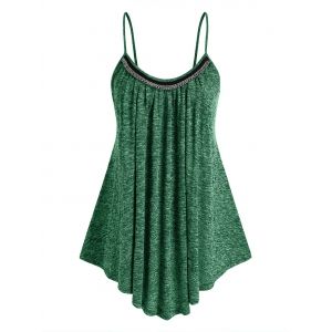 

Plus Size Chains Heathered Swing Tank Top, Deep green