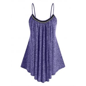 

Plus Size Chains Heathered Swing Tank Top, Purple