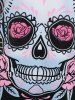 Skull Flowers Print Contrast Faux Twinset T-shirt -  
