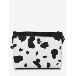 

Monochrome Flat Canvas Crossbody Bag, White