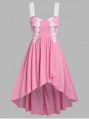 Plus Size & Curve Lace Guipure High Low Midi Dress